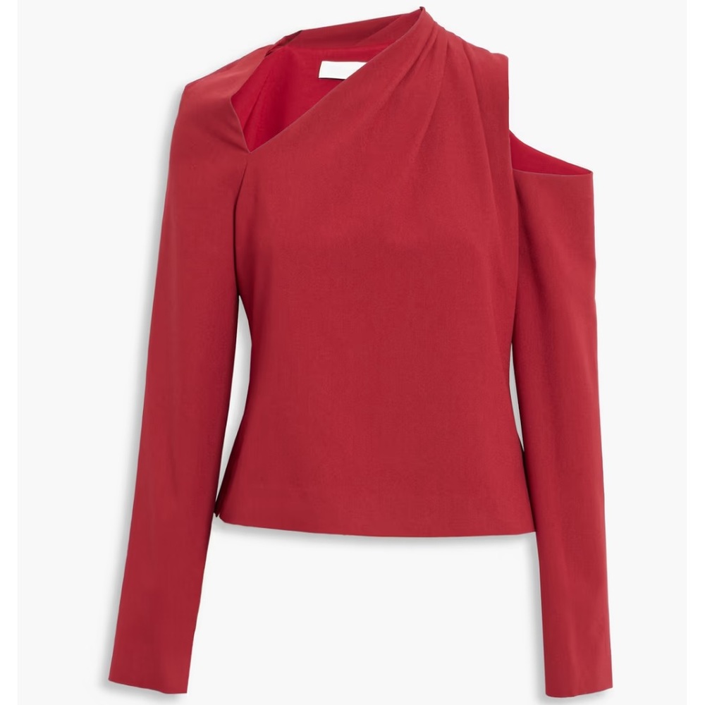 Jonathan Simkhai Cutout Crepe De Chine Top in Crimson Size 0